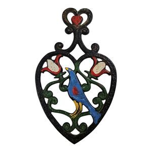 Vintage Cast Iron Trivet Noble Pennsylvania Dutch Folk Art Design